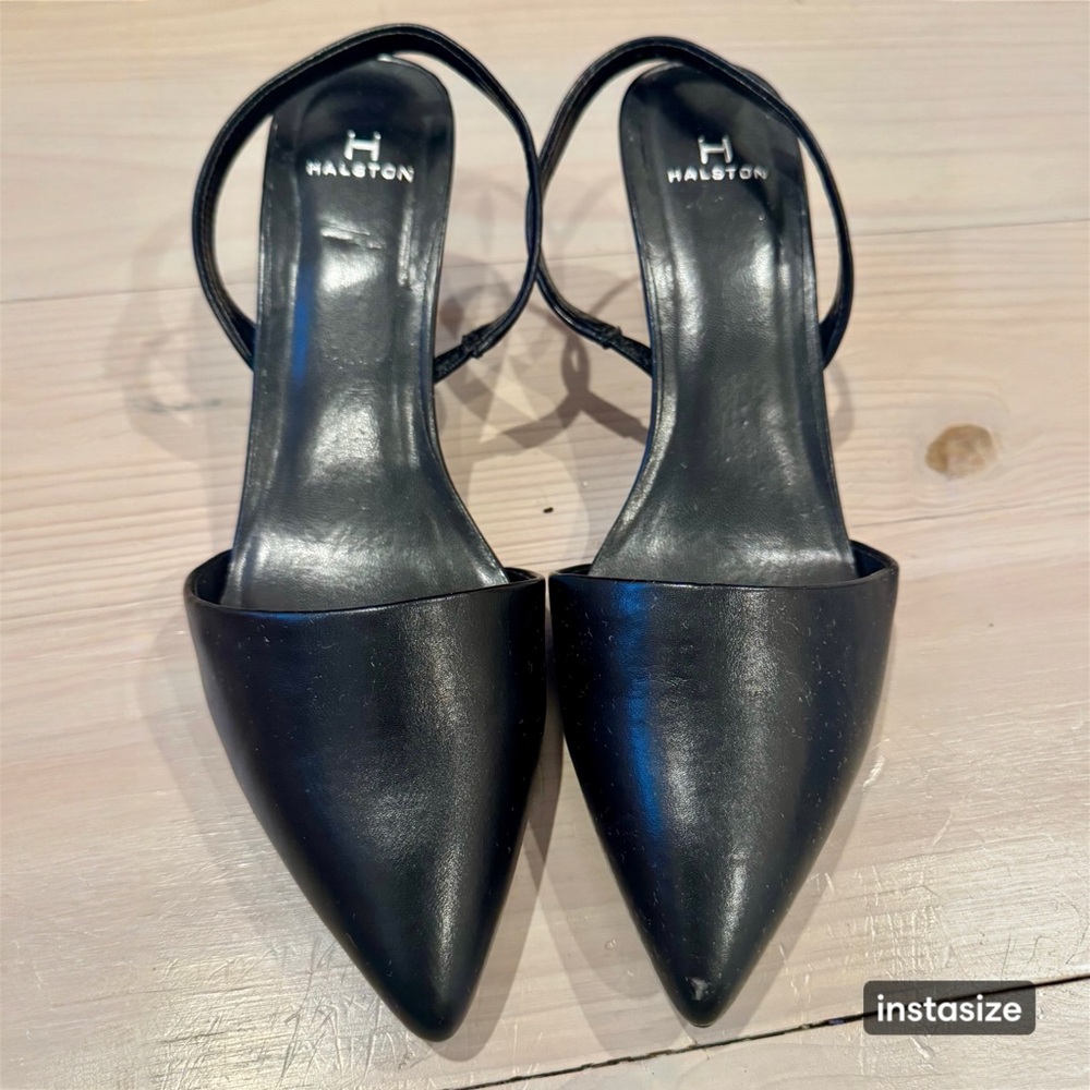 Halston Heritage Black Heels Sleek Pointed Toe